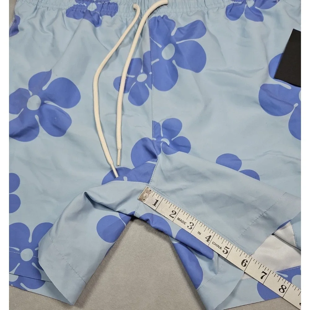 Pacsun Mens Blue Floral Lined Swim Trunks Board Shorts Size Medium NWT